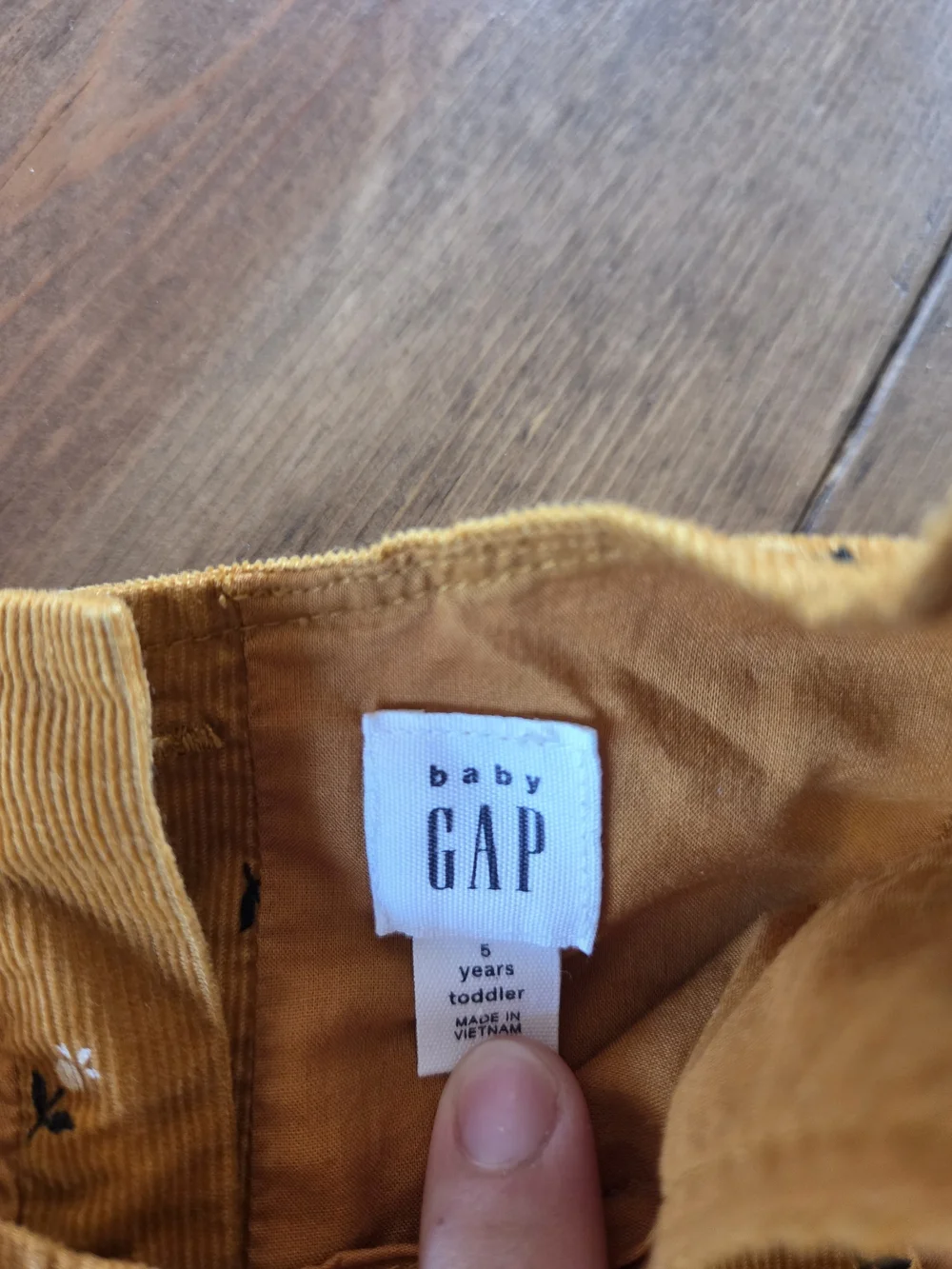 GAP Mustard Corduroy Pinafore Dress with Tiny Floral Print